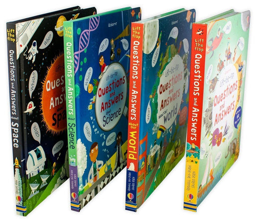 Usborne Lift-the-Flap Questions and Answers 4 Book Set- Space, Science, World - Ages 5-7 - Board Books - Katie Daynes 5-7 Usborne