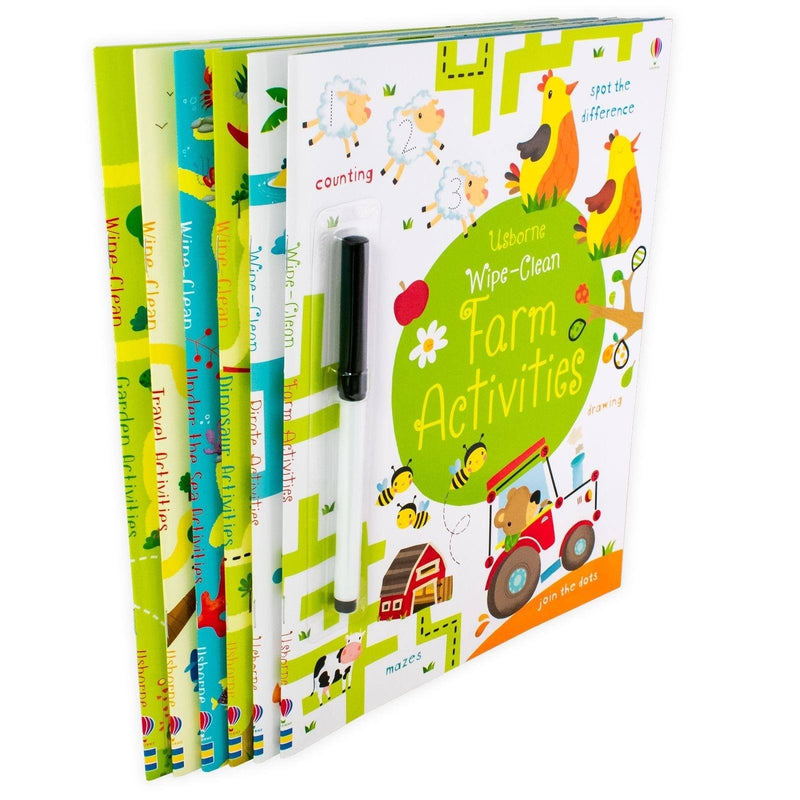 Usborne Wipe-Clean 6 Book Collection 5-7 Usborne Publishing