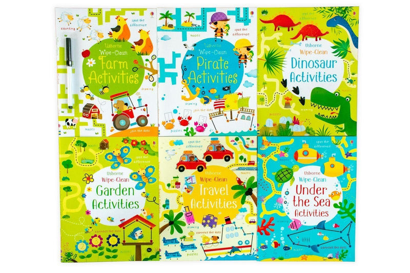 Usborne Wipe-Clean 6 Book Collection 5-7 Usborne Publishing