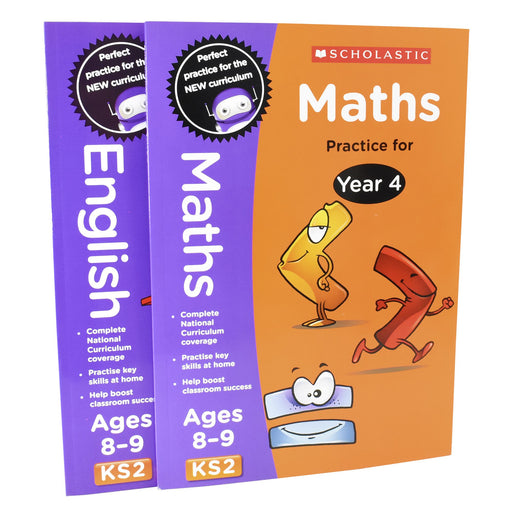 Perfect Practice KS2 English and Maths Year 4 - 2 Books For Age 8-9 Years - Paperback 7-9 Scholastic