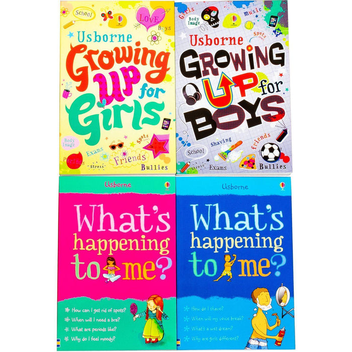 Growing Up for Girls & Boys Whats Happening to Me? 4 Books - Ages 9-14 - Paperback - Usborne 9-14 Usborne Publishing