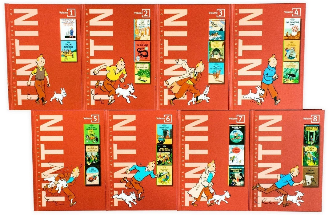 The Complete Adventures of Tintin Collection - 8 Books - Action / Mystery - Hardcover - Hergé 9-14 Egmont