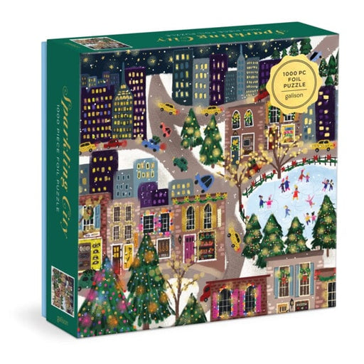 Joy Laforme Sparkling City 1000 Piece Foil Puzzle In a Square Box by Galison Extended Range Galison