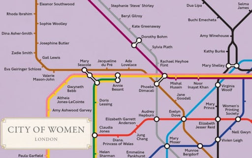 City of Women London Tube Wall Map (A2, 16.5 x 23.4 Inches) by Reni Eddo-Lodge Extended Range Haymarket Books
