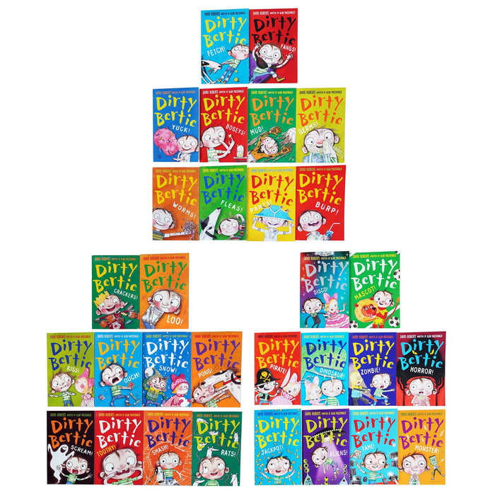Dirty Bertie Series 1,2 & 3 Collection 30 Books Set (Book 1-30) by Alan MacDonald - Age 5 years and up - Paperback 5-7 Stripes (Little Tiger Press Group)