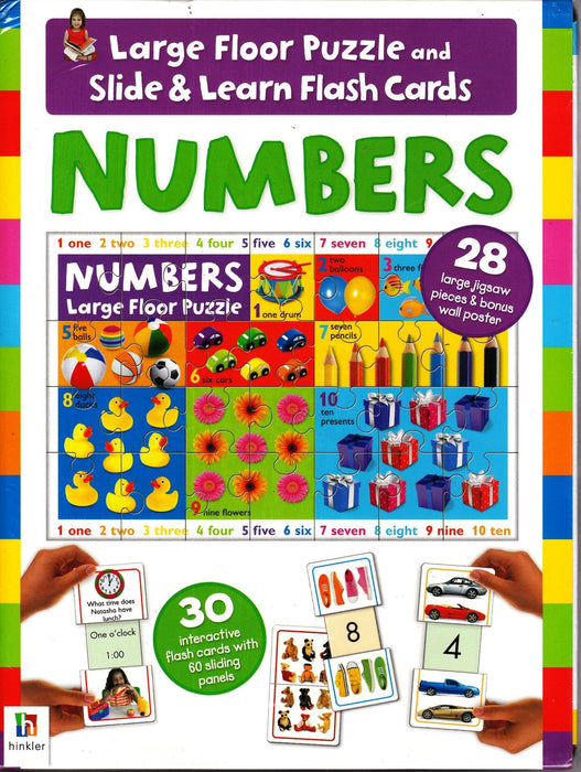 Numbers Large Floor Puzzle and Slide & Learn Flash Cards - Ages 3+ Puzzles Hinkler Books