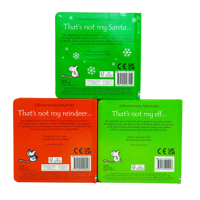 That's not my Series 3 Books Christmas Collection Set By Fiona Watt (My Santa..., My Reindeer... & My Elf...) - Ages 0-5 - Board Book 0-5 Usborne Publishing Ltd