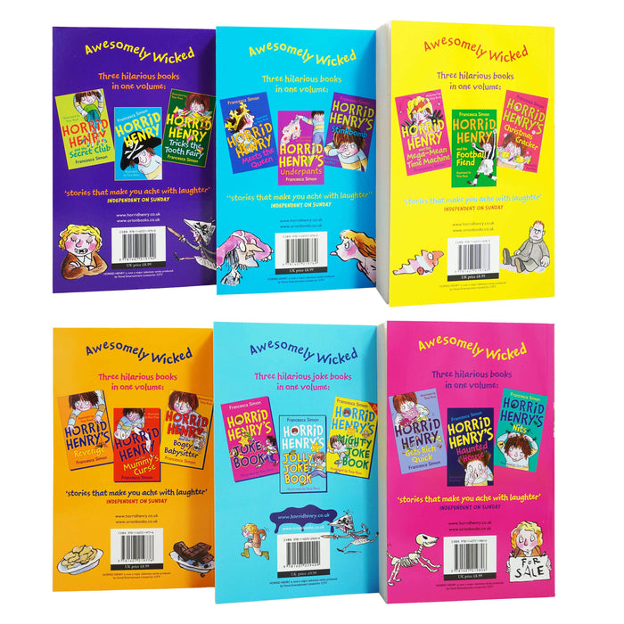 Horrid Henry Series Collection 18 Titles in 6 Books Set By Francesca Simon - Ages 5-7 - Paperback 5-7 Orion Books
