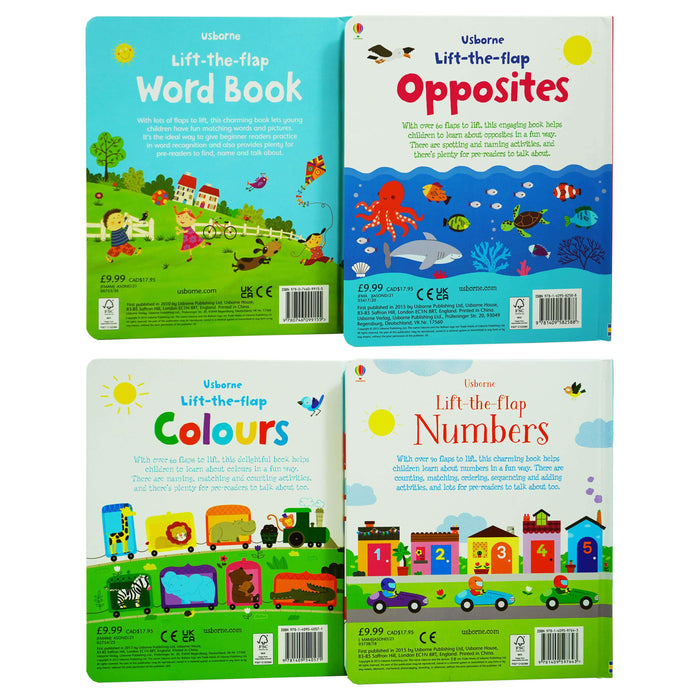 Usborne Lift The Flap 4 Books Collection Set (Words, Colours, Opposites & Numbers) - Ages 0-5 - Board Books 0-5 Usborne Publishing