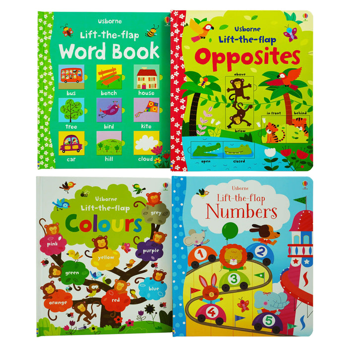 Usborne Lift The Flap 4 Books Collection Set (Words, Colours, Opposites & Numbers) - Ages 0-5 - Board Books 0-5 Usborne Publishing