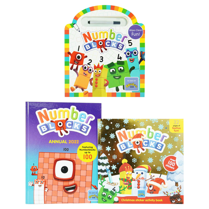 Numberblocks Wipe clean, Annual 2022 & Christmas Sticker Activity 3 Books By Sweet Cherry Publishing - Age 0-5 0-5 Sweet Cherry Publishing