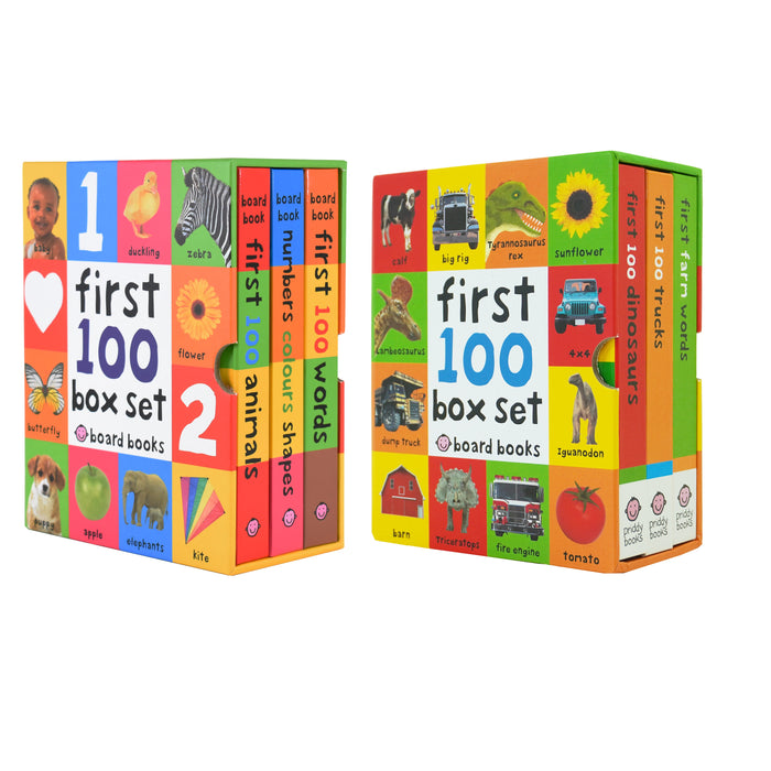 First 100 series 6 Books Children Collection Box Set By Roger Priddy - Ages 0-5 - Board Book 0-5 Priddy Books