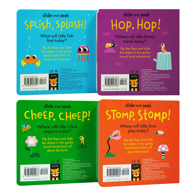 Little Learner Slide and Seek Library 4 Books Childrens Collection Set By Sophie Ledesma - Ages 0-5 - Board Book 0-5 Little Tiger