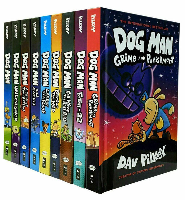 Dog Man Collection 9 Books Set by Dav Pilkey - Ages 9-14 - Hardback 7-9 Scholastic