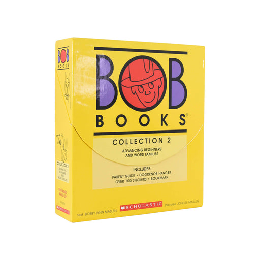 Bob Books 16 Books Collection Box 2 for Advancing Beginners and Word Families INCLUDING Parent Guide, Doorknob Hangerover 100 Stickers & Bookmark - Paperback 5-7 Scholastic