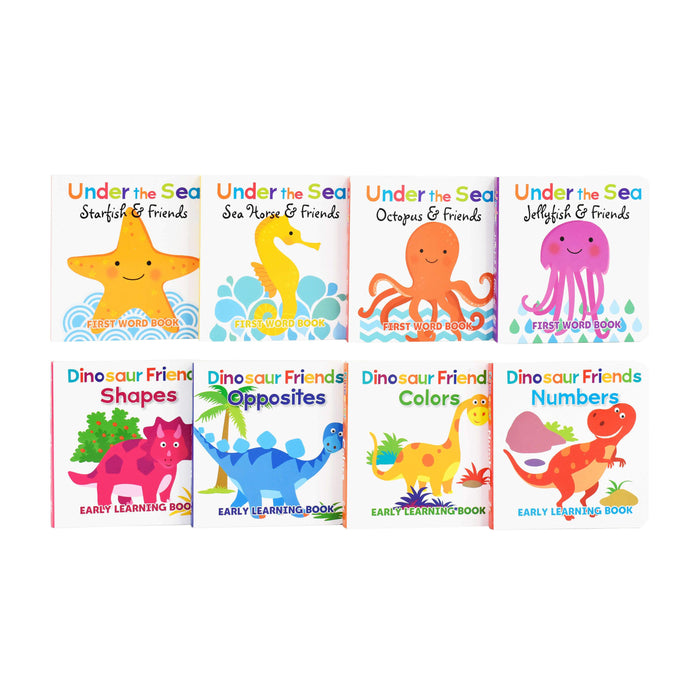 Dinosaur and Sea Friends Early Learning 8 Board Books and 5 Stacking Blocks by Paul - Ages 0-5 - Paperback 0-5 Buster Books