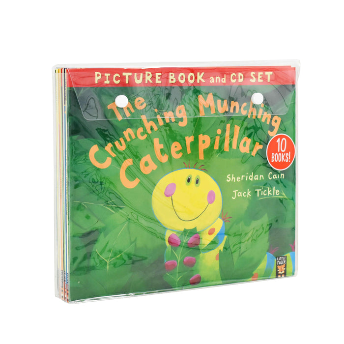 The Crunching Munching Caterpillar 10 Picture Books with CD by Sheridan Cain - Ages 0-5 - Paperback 0-5 Little Tiger