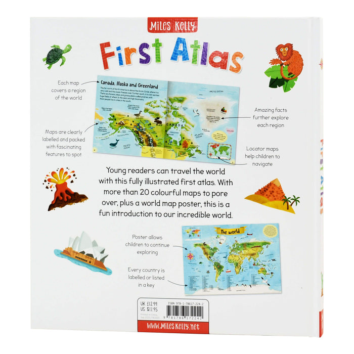 First Atlas Book Includes a World Map Poster By Miles Kelly – Ages 5-7 - Hardback 5-7 Miles Kelly Publishing Ltd