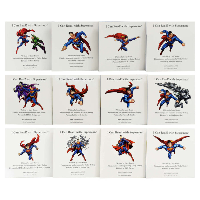 Superman Phonics Fun 12 Books by Lucy Rosen - Ages 0-5 - Paperback 0-5 HarperCollins