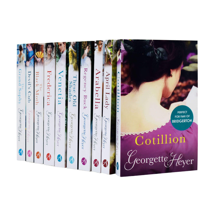 Georgette Heyer 10 Books Collection Set (Moth, Frederica, Regency, Arabella, Devil, Shades, Lady, Sophy, Cotillion, Venetia) - Young Adult - Paperback Young Adult Arrow Books