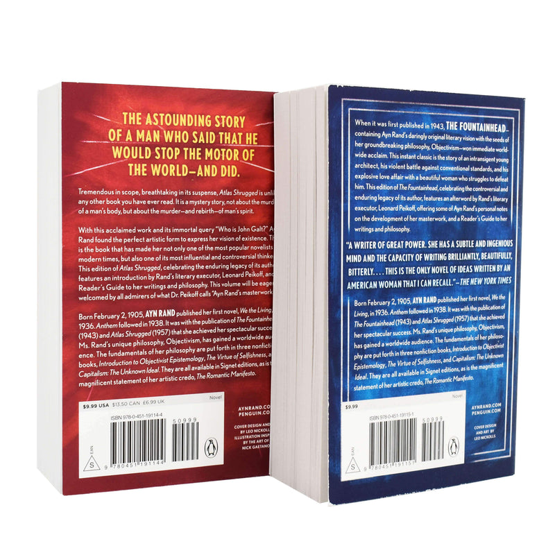 Ayn Rand 2 Books (The Fountainhead (Centennial Edition) & Atlas Shrugged) - Adult - Paperback Adult Signet