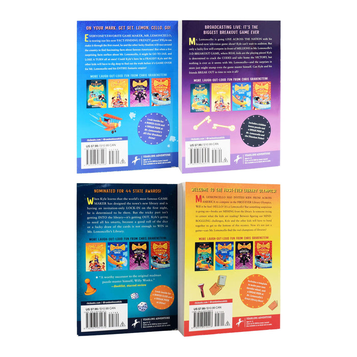 Mr. Lemoncello's Library 1-4 Books Box Set By Chris Grabenstein - Ages 5-7 - Paperback 5-7 Yearling Books