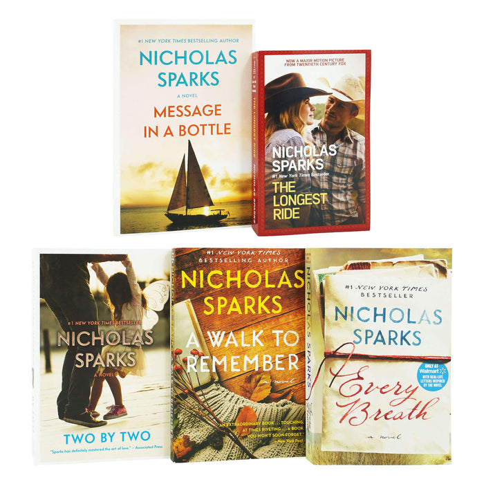 Nicholas Sparks Collection 5 Books Set (Two by Two, Every Breath, Message in a Bottle, The Longest Ride & A Walk to Remember) - Young Adult - Paperback Young Adult Grand Central Publishing