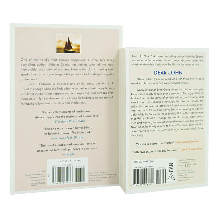 Nicholas Sparks Collection 2 Books Set (Dear John, Message In A Bottle) - Young Adult - Paperback Young Adult Grand Central Publishing