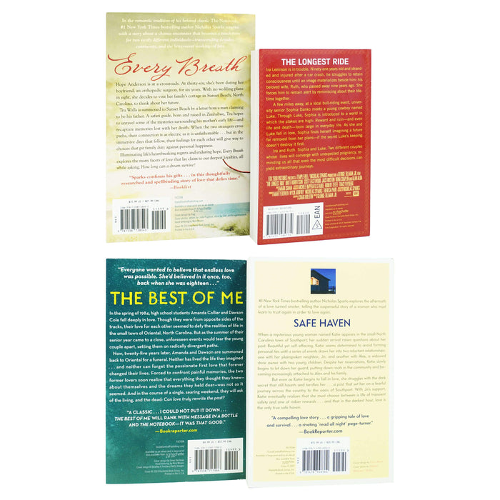 Nicholas Sparks Collection 4 Books Set (The Longest Ride, Every Breath, Safe Haven & The Best Of Me) - Young Adult - Paperback Young Adult Grand Central Publishing
