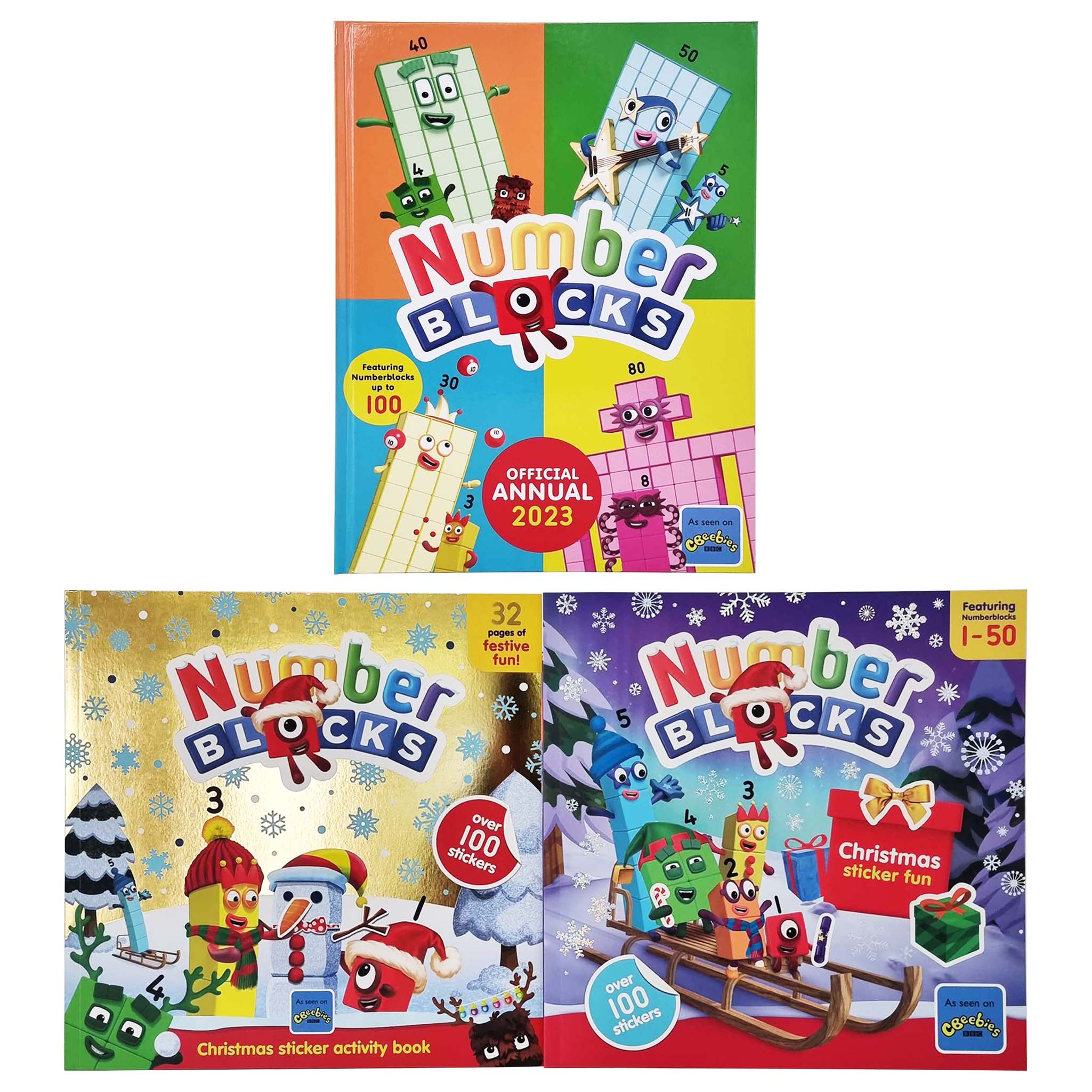 Numberblocks Annual 2023, Christmas Sticker Activity/Fun 3 Books Colle ...