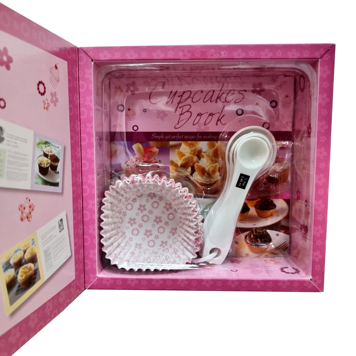 Cupcakes recipe book with cupcake cases & 4 measuring spoons - Paperback Cooking Book Parragon Book