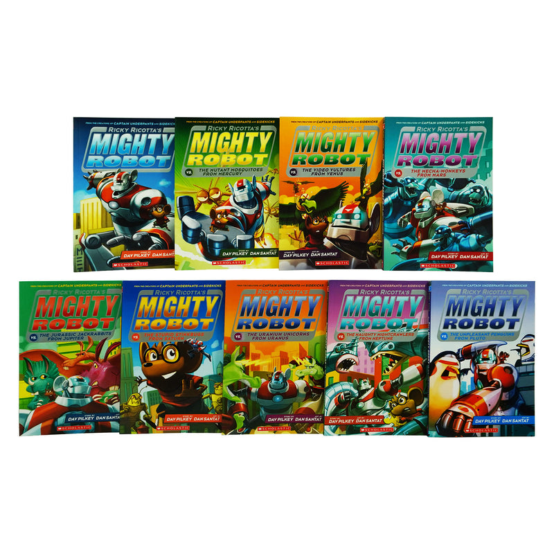 Rickey Ricotta Ricky Ricotta's Mighty Robot by Dav Pilkey & Dan Santat 9 Books Collec ...
