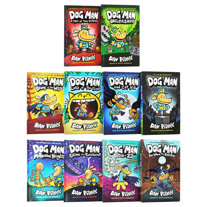 Dog Man by Dav Pilkey: Books 1-10 Mega Collection Set - Ages 6-12 - Hardback 7-9 Scholastic