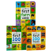First 100 series 3 Books (Trucks, Dinosaurs & First Farm Words) Children Collection Box Set By Roger Priddy - Ages 0-5 - Board Book 0-5 Priddy Books