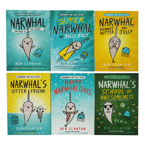 Narwhal and Jelly Series 6 Books Collection Set By Ben Clanton - Ages 4-8 - Paperback 5-7 Egmont Publishing