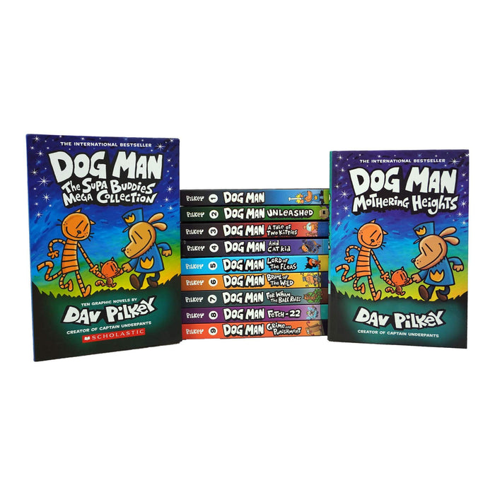Dog Man 1-10: The Supa Buddies Mega Collection 10 Books Box Set - Ages 6-12 - Hardback 7-9 Scholastic