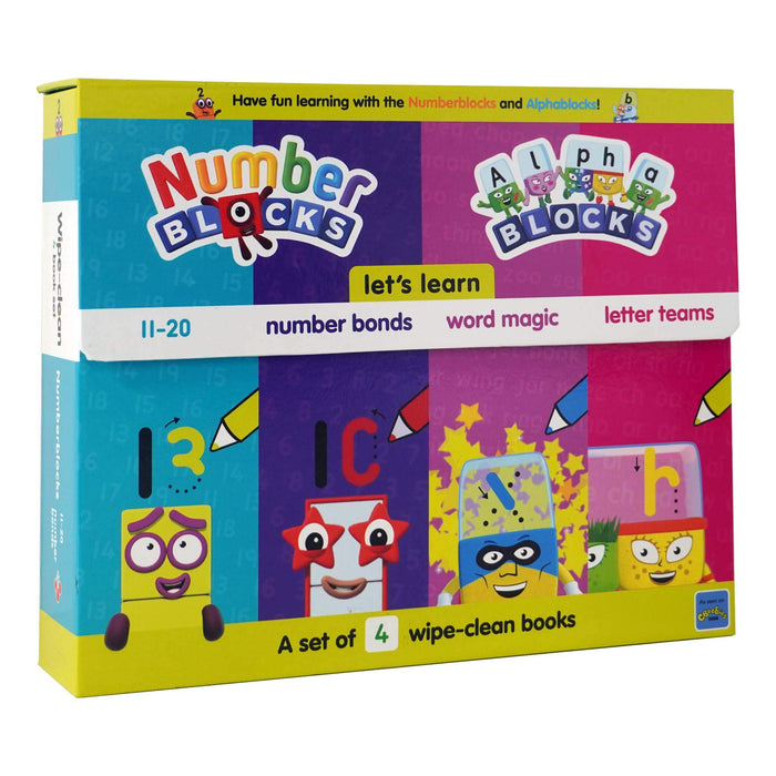 Numberblocks and Alphablocks: Let's Learn Numbers and Letters 4 Books Wipe-Clean Box Set with pens By Sweet Cherry Publishing - Ages 3-6 - Board Book 0-5 Sweet Cherry Publishing