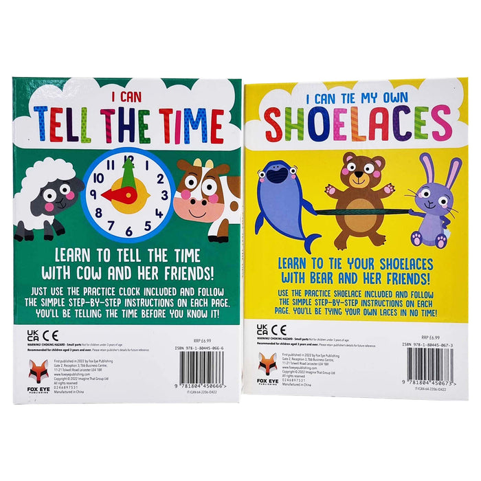 I Can Series 2 Books Collection Set (I Can Tie My Own Shoelaces & I Can Tell the Time) - Ages 3-7 - Hardback 0-5 Fox Eye