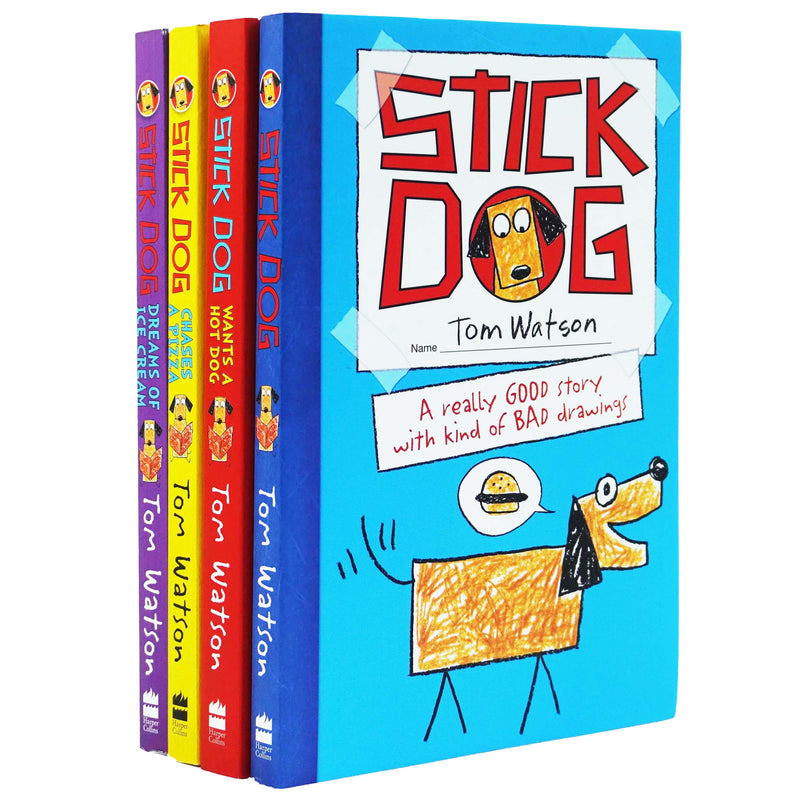 Stick Dog Series By Tom Watson 4 Books Collection Set - Ages 6-11 - Paperback 7-9 HarperCollins Publishers