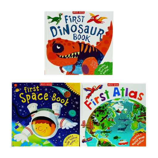 Children's First Facts Collection 3 Books Box Set With Posters (Atlas, Dinosaurs & Space) - Ages 5 Years and Up - Hardback 5-7 Miles Kelly Publishing Ltd