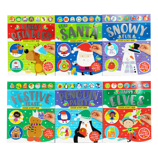 Children's Christmas Activity 6 Books Collection With Stickers and fun card press-outs - Ages 4+ - Paperback 5-7 Make Believe Ideas