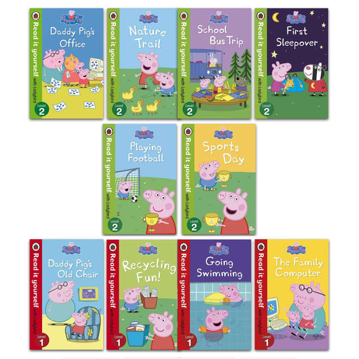 Early Learning Peppa Pig Read it yourself with Ladybird 10 Books Level 1& 2 - Ages 5-7 - Paperback 5-7 Ladybird