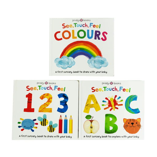 See Touch Feel Series 3 Books Collection Set (123, Colours & ABC) - Ages 0+ - Board Book 0-5 Priddy Books