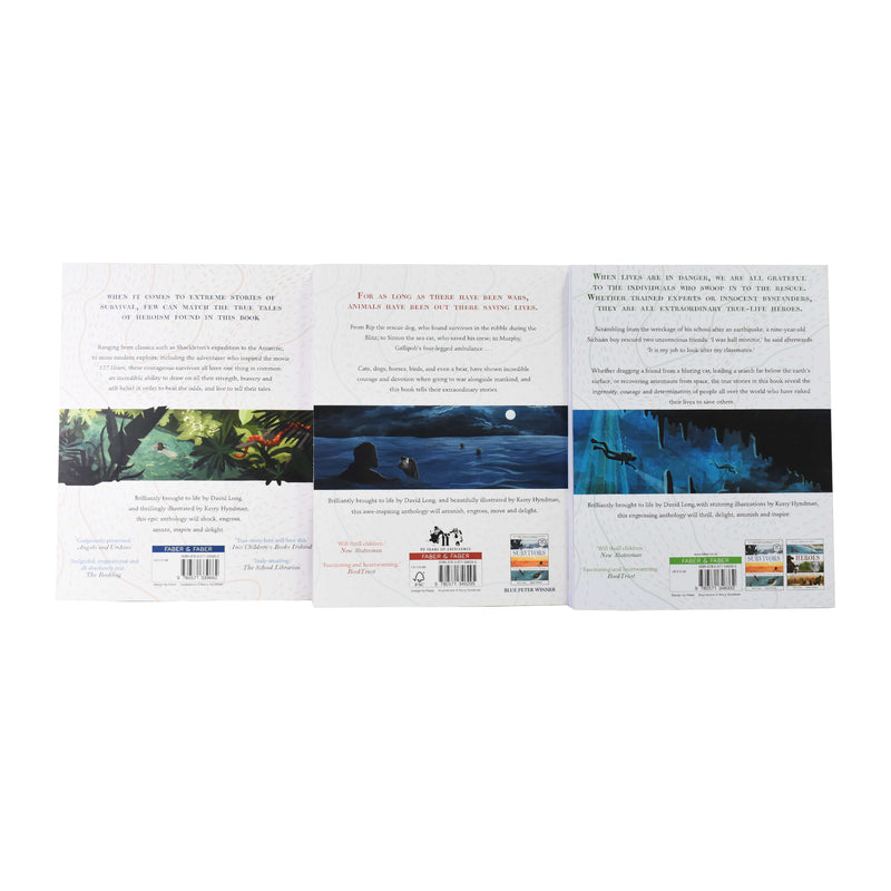 Amazing real-life stories about extreme Survival, Rescue and Heroes 3 Books By David Long - Paperback - Age 9-14 9-14 Faber & Faber