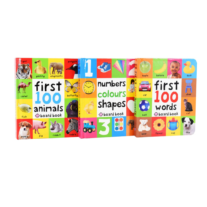 First 100 Words, Animals and Numbers 3 Board Books Box Set By Roger Priddy - Age 0-5 0-5 Priddy Books