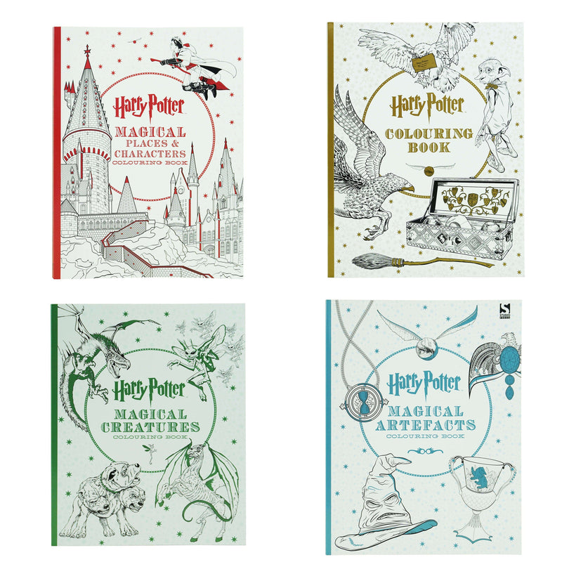 Harry Potter 4 Colouring Books Collection Set By Warner Brothers - Paperback 9-14 Studio Press