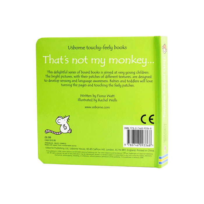Thats Not My Monkey Touchy-feely Board Book by Fiona Watt– Age 0-5 0-5 Usborne