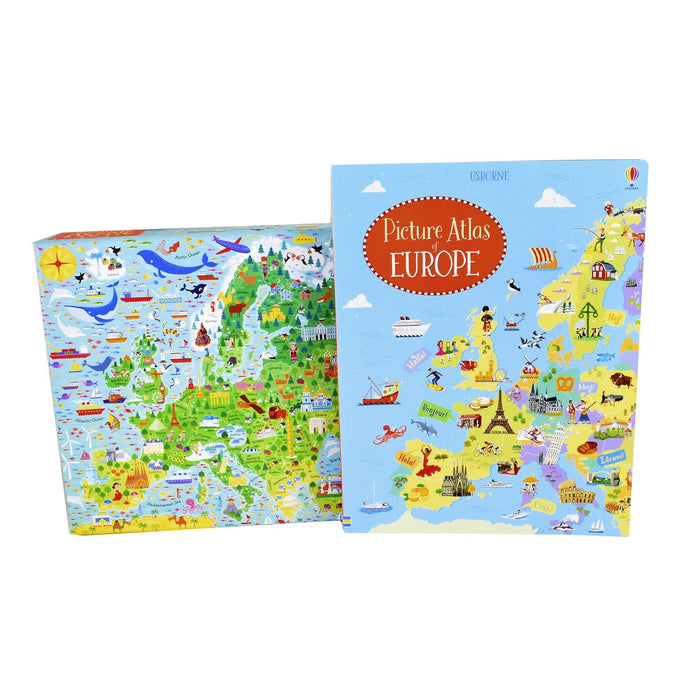 Usborne Atlas and Jigsaw Europe Box By By Jonathan Melmoth - Ages 7+ 7-9 Usborne Publishing Ltd