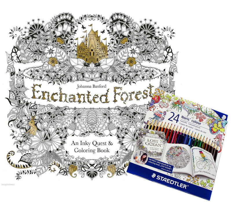 Enchanted Forest: An Inky Quest and Colouring Book with 24 Norris Pencils - Paperback - Johanna Basford Laurence King Publishing